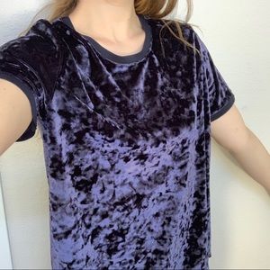 A New Day Blue Crushed Velvet Short Sleeve Top